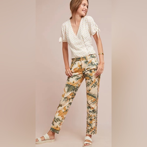 Anthropologie Chino printed relaxed pants size 27 - Picture 1 of 12